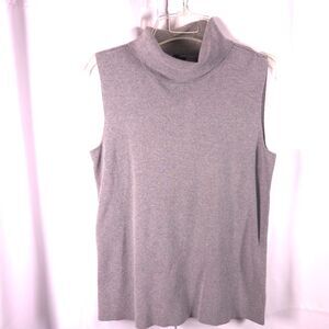 Talbots Womens Medium Gray Turtleneck Sleeveless Pullover Sweater Vest